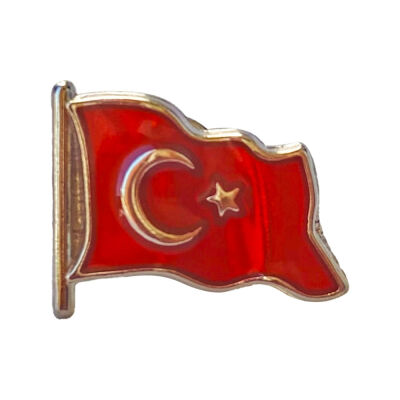 Türk Bayrağı Mineli Yaka Rozeti (İğneli) - 1